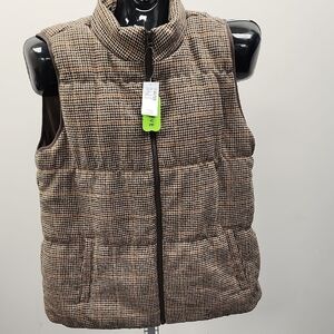Stylish Houndstooth Puffer Vest